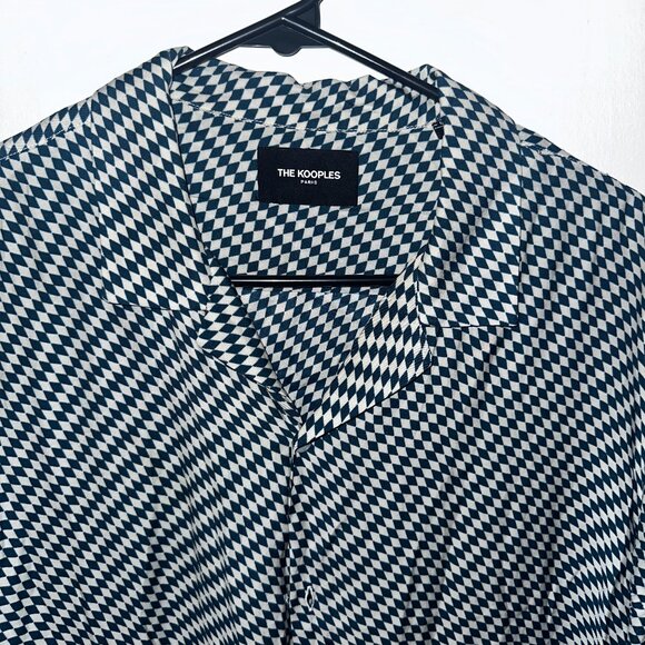 The Kooples Cuban Check Short Sleeve Shirt - Men's Medium - Picture 2 of 6